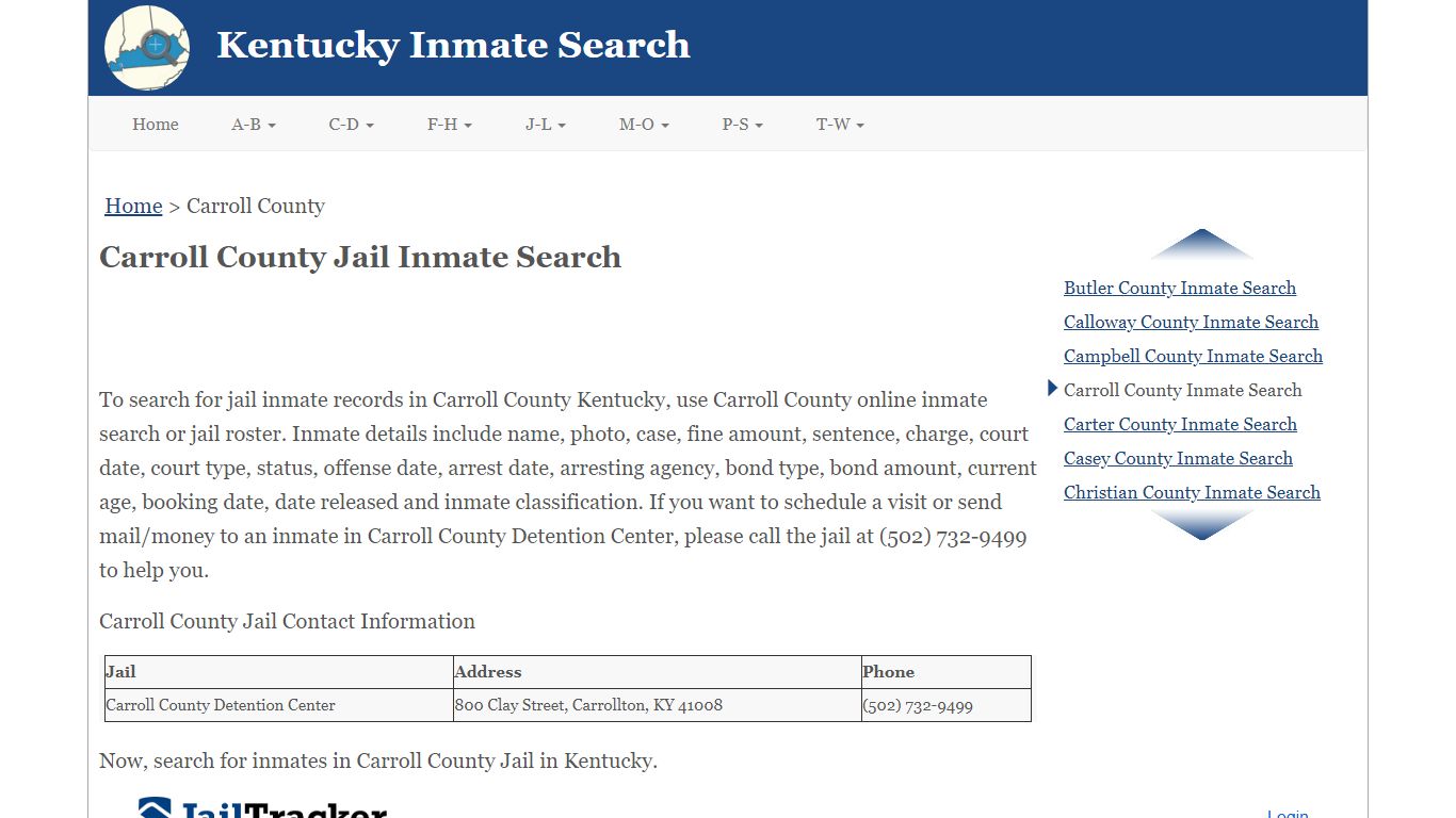 Carroll County KY Jail Inmate Search